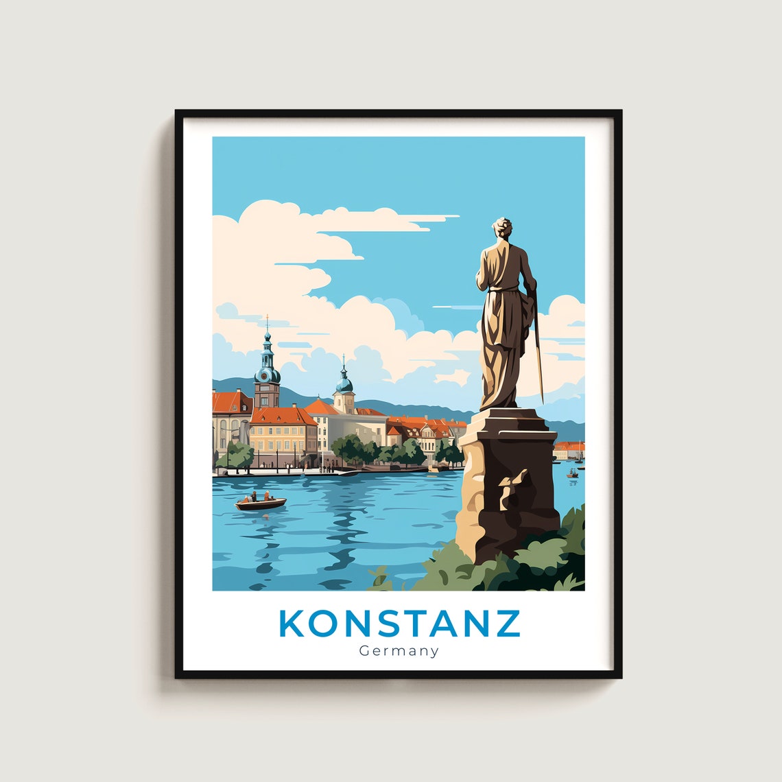 Konstanz Lake Constance Waterfront Travel Poster Germany Art