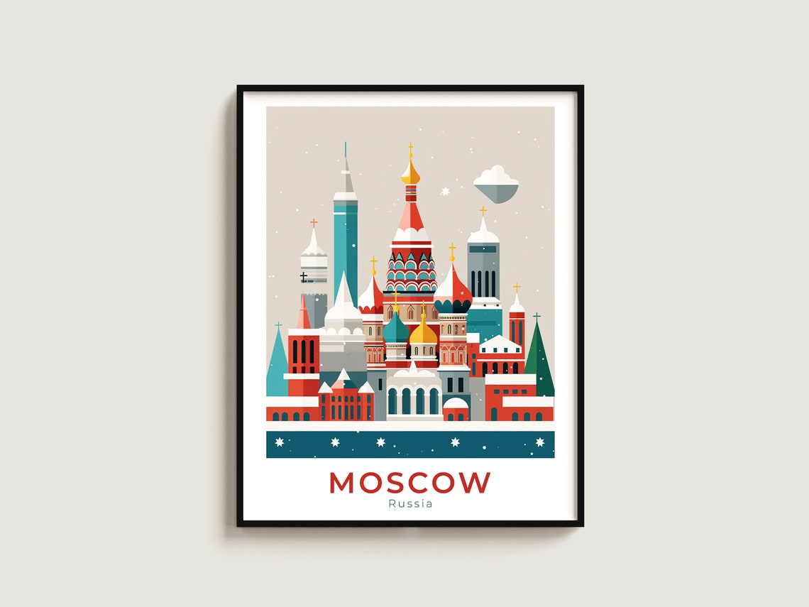 Moscow Russia Winter Snow St Basils Cathedral Holiday Poster