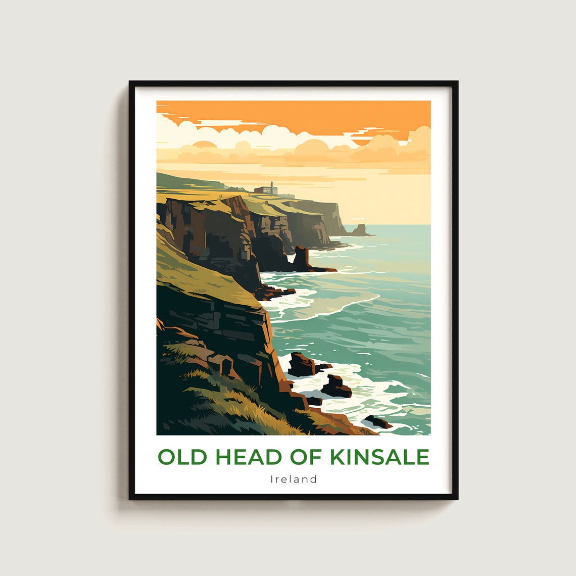 Old Head of Kinsale Ireland Sea Cliffs Lighthouse Coast View Poster