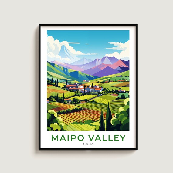 Maipo Valley Travel Poster Wall Art Gift Chile Print Home Decor Lovers Hanging