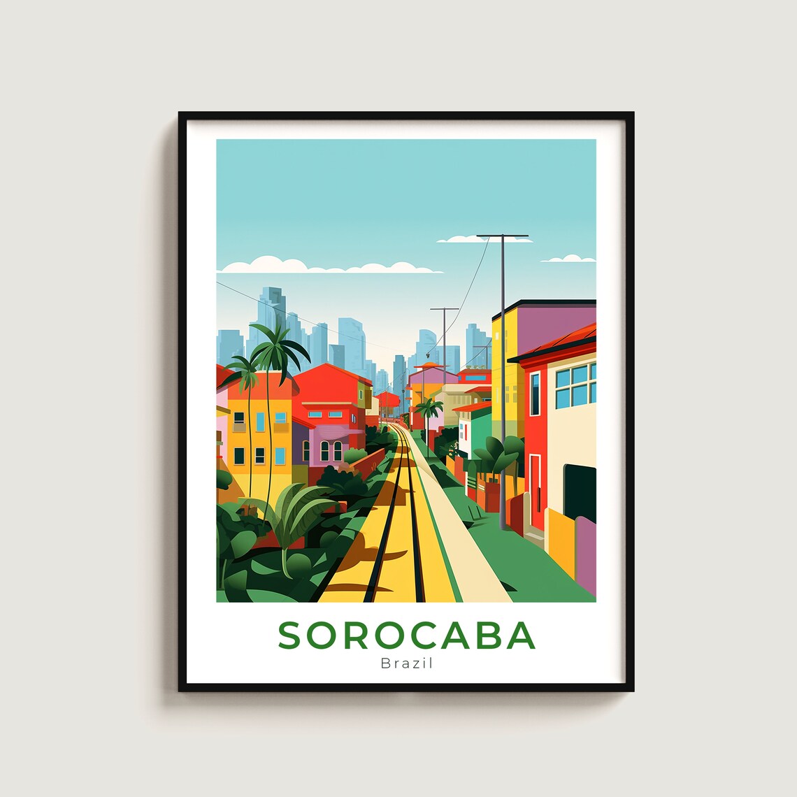 Sorocaba Travel Poster Wall Art Gift Brazil Print Home Decor Lovers Hanging