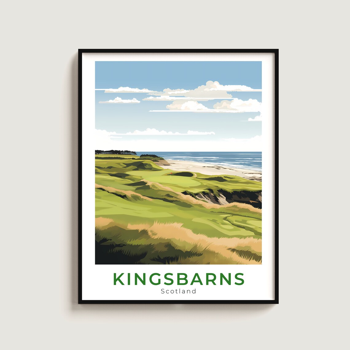 Kingsbarns Scotland Sea Links Golf Course Beach Travel Poster