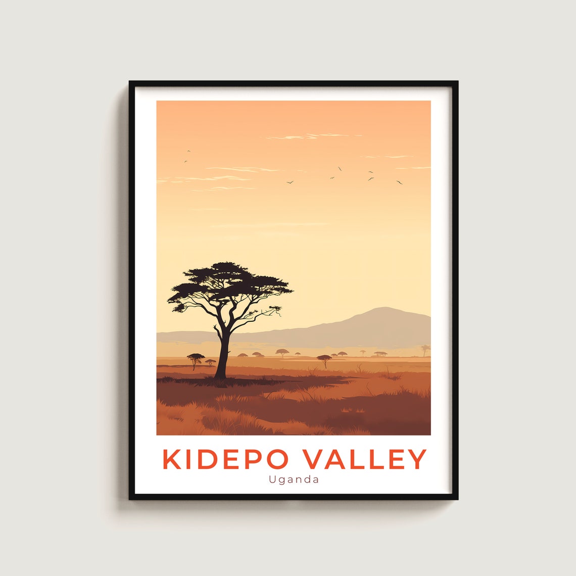 Kidepo Valley Uganda Savanna Sunset Acacia Tree Safari Travel Poster