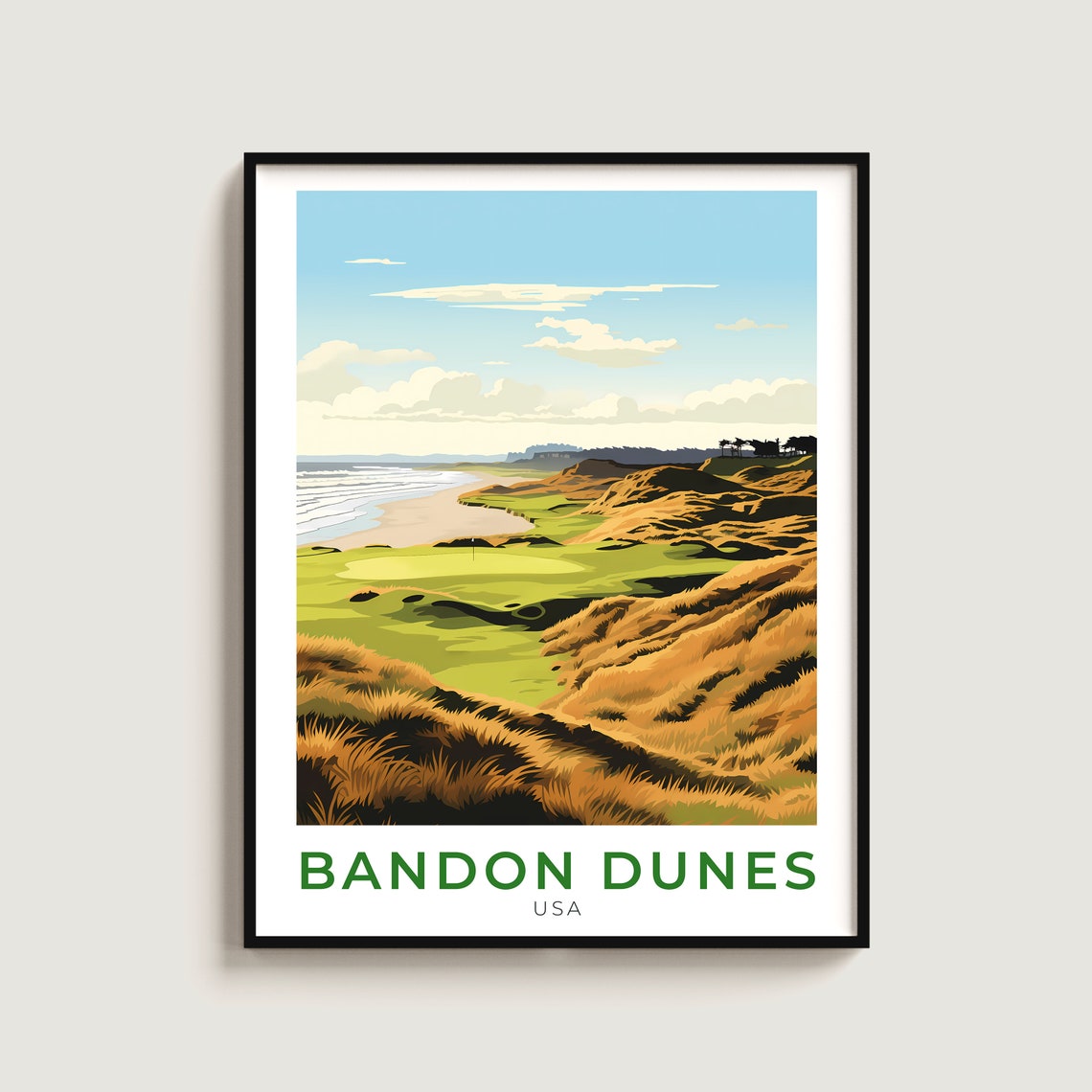 Bandon Dunes Golden Links Golf Fairway Pacific Ocean View Poster