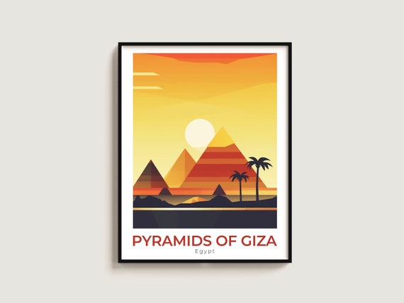 Pyramids Of Giza Travel Poster Wall Art Gift Egypt Print Home Decor Lovers Hanging