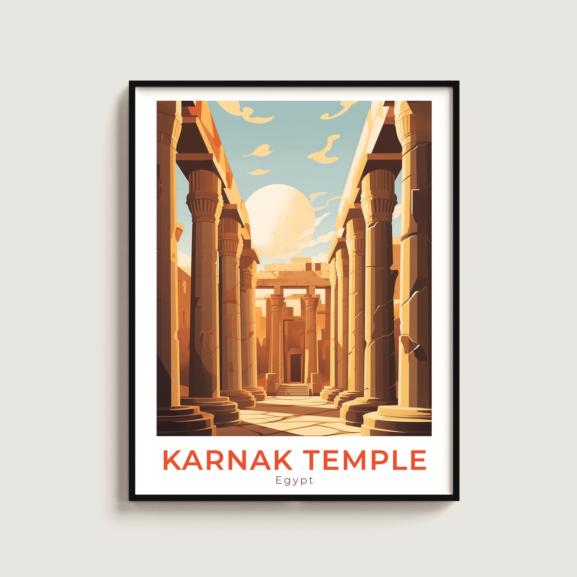 Karnak Temple Egypt Great Hypostyle Hall Column Sunset Poster