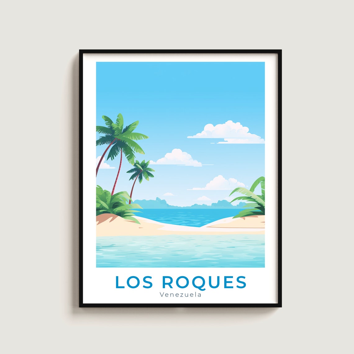 Los Roques Venezuela Palm Beach Poster for Tropical Island Home Decor