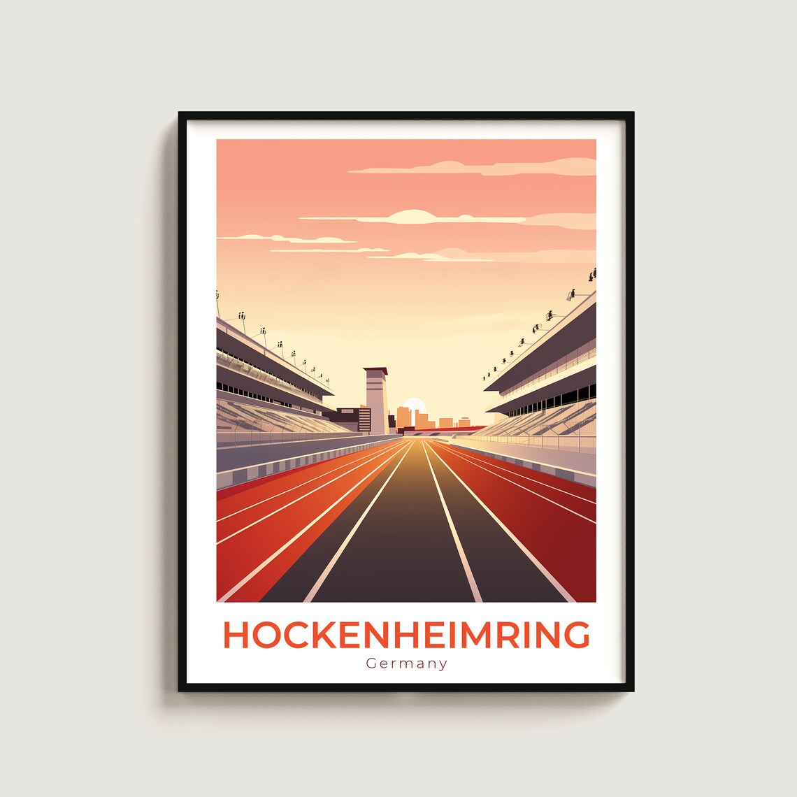 Hockenheimring Race Track Sunset Grandstands Motorsport Sports Poster
