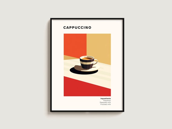 Cappuccino Coffee Poster Gift Lover Art Kitchen Print Wall Hanging