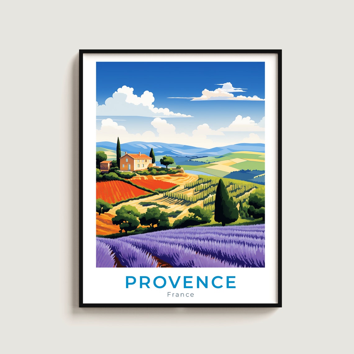 Provence France Lavender Fields Poster Countryside Travel Art