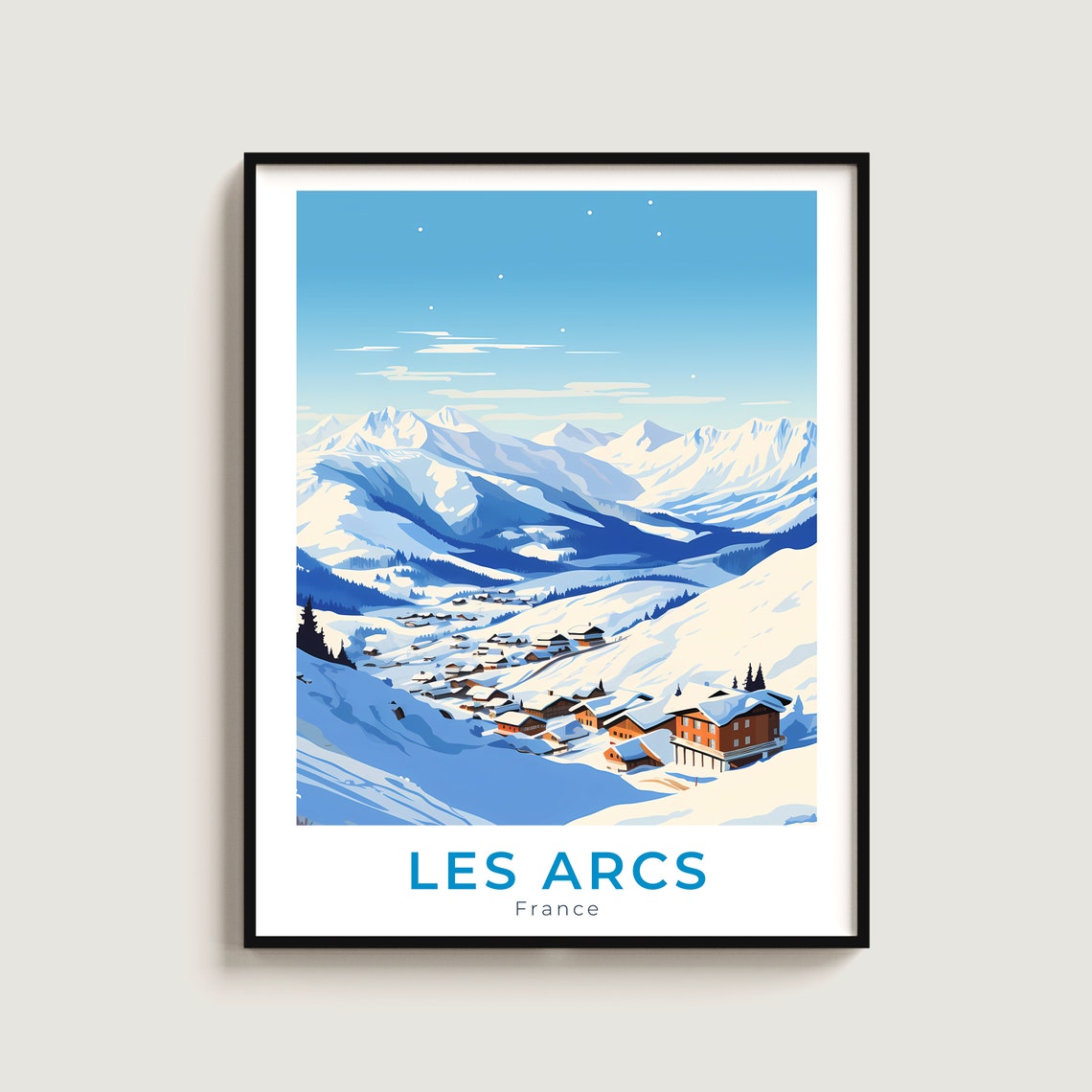 Les Arcs France Alpine Ski Resort Snowy Mountain Panorama Poster