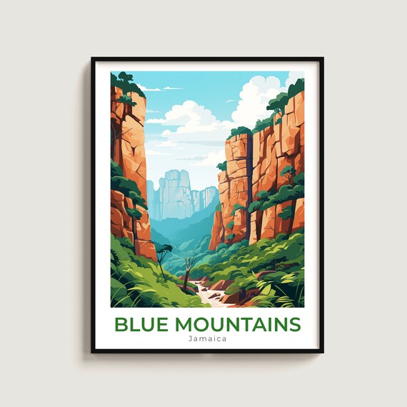 Blue Mountains Travel Print Wall Art Gift Jamaica Poster Home Decor Lovers Hanging