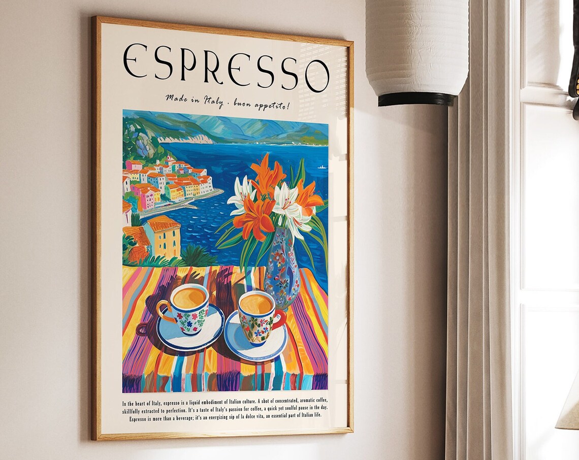 Coffee Poster Espresso Print Food Poster Kitchen Decor Italian Coffee Art Retro Coffee Art Vintage Food Art Food And Drink Poster