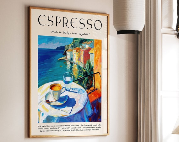 Coffee Poster Espresso Print Food Poster Kitchen Decor Italian Coffee Art Retro Coffee Art Vintage Food Art Food And Drink Poster