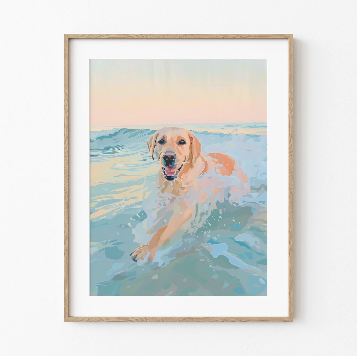 Happy Golden Labrador Retriever Art Print, Watercolor