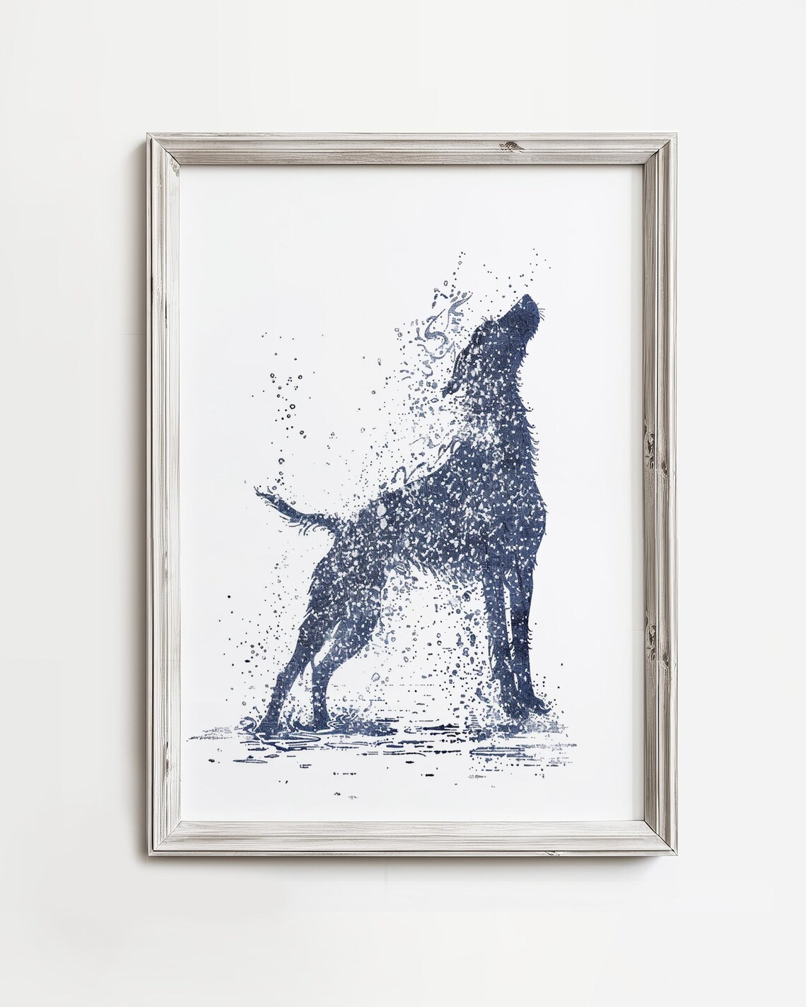 Wet Dog Shakes Water Off Life Sketch Art Print