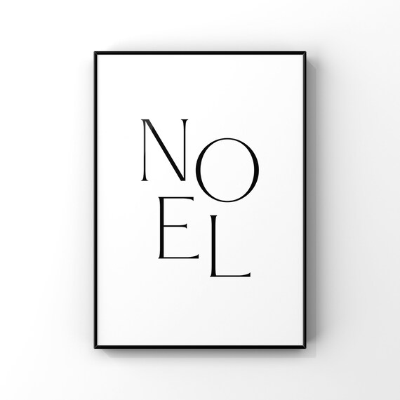 Noel Christmas Typography Minimalist Black White Holiday Season Poster
