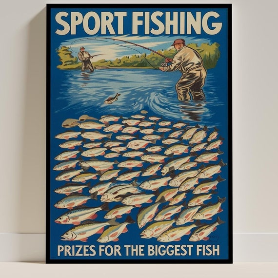 Vintage Sport Fishing - Retro Fisherman Poster