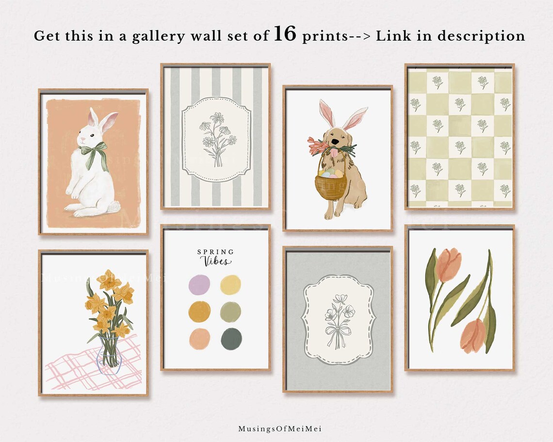 Cute Golden Retriever With Bunny Ears And Basket Easter Bunny Dog Wall Art Spring Easter Decor Seasonal Decorations - Image 2
