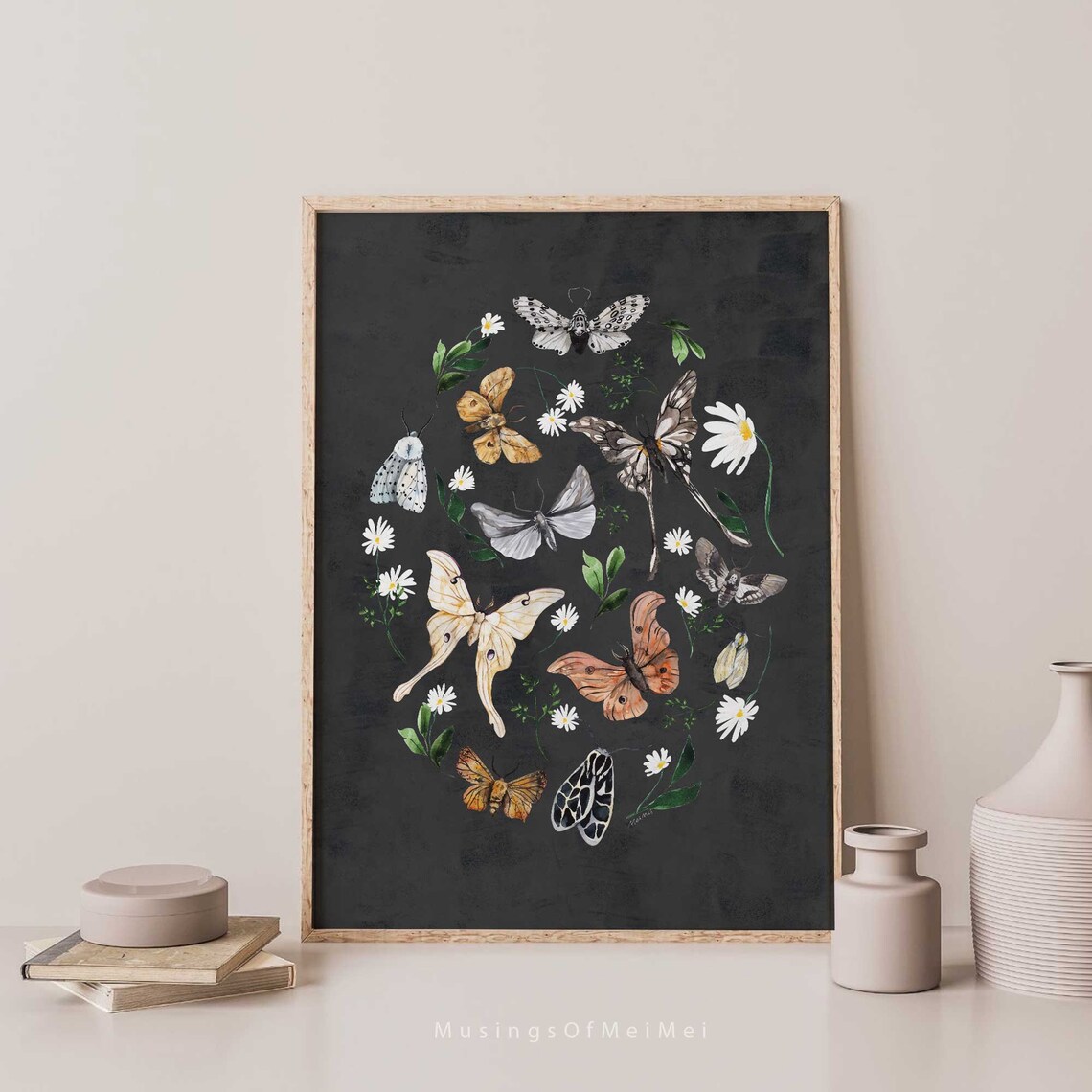 Vintage Moth Halloween Botanical Wall Art Print - Image 3