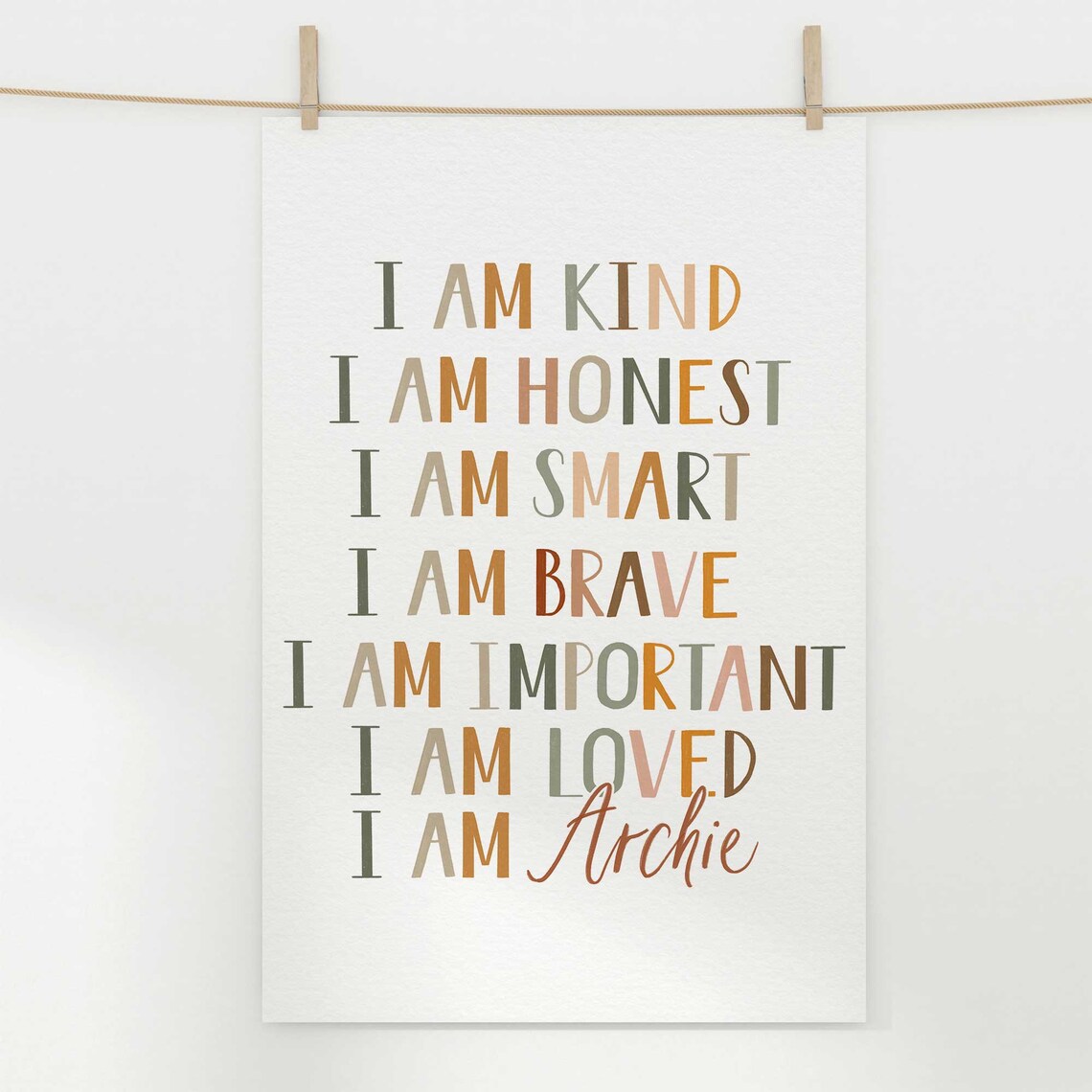 Affirmations For Kids Custom Name Boho Nursery Art - Image 3