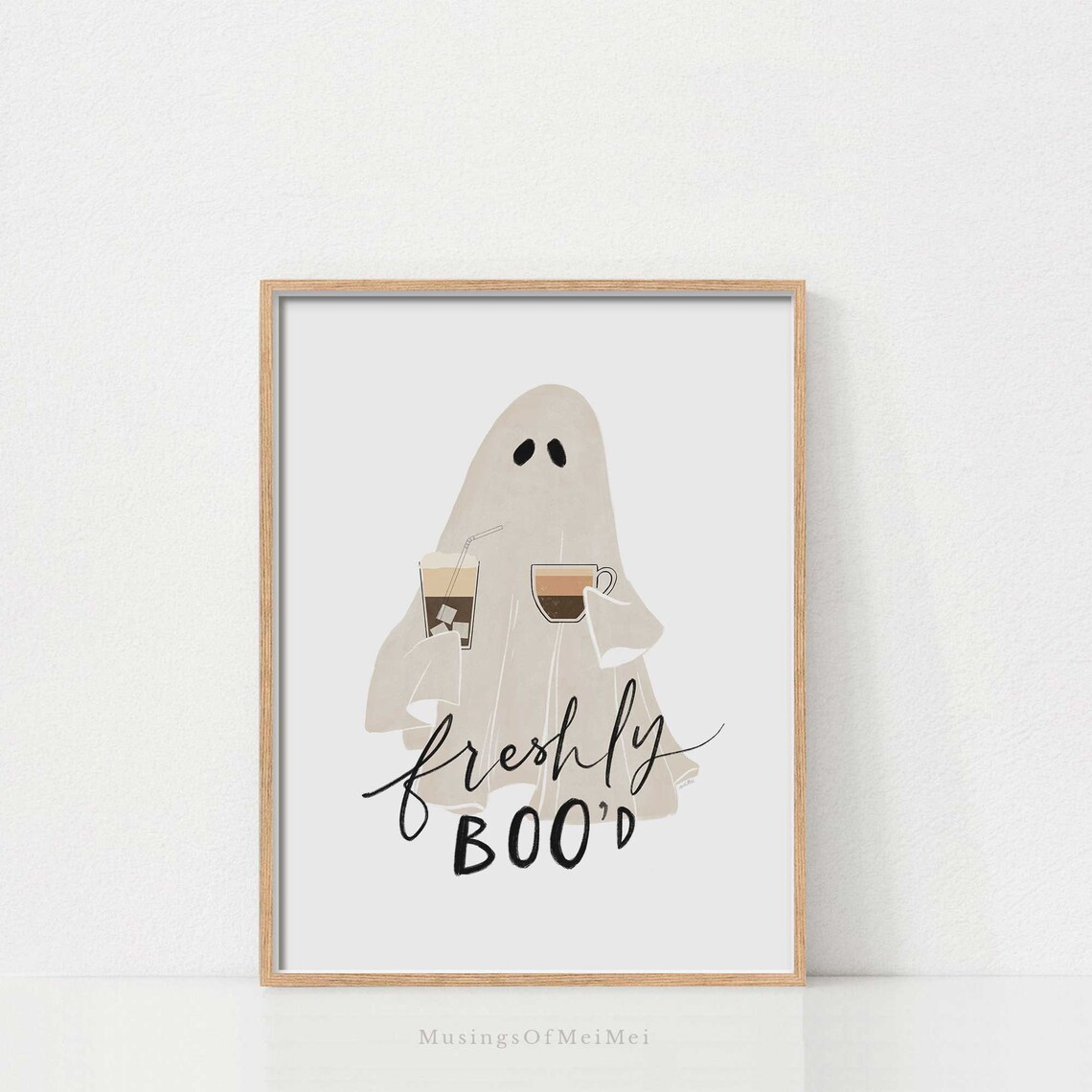 Ghost Halloween Art Print, Spooky Cozy Decor