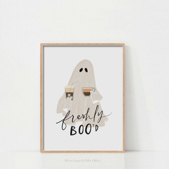 Ghost Halloween Art Print, Spooky Cozy Decor