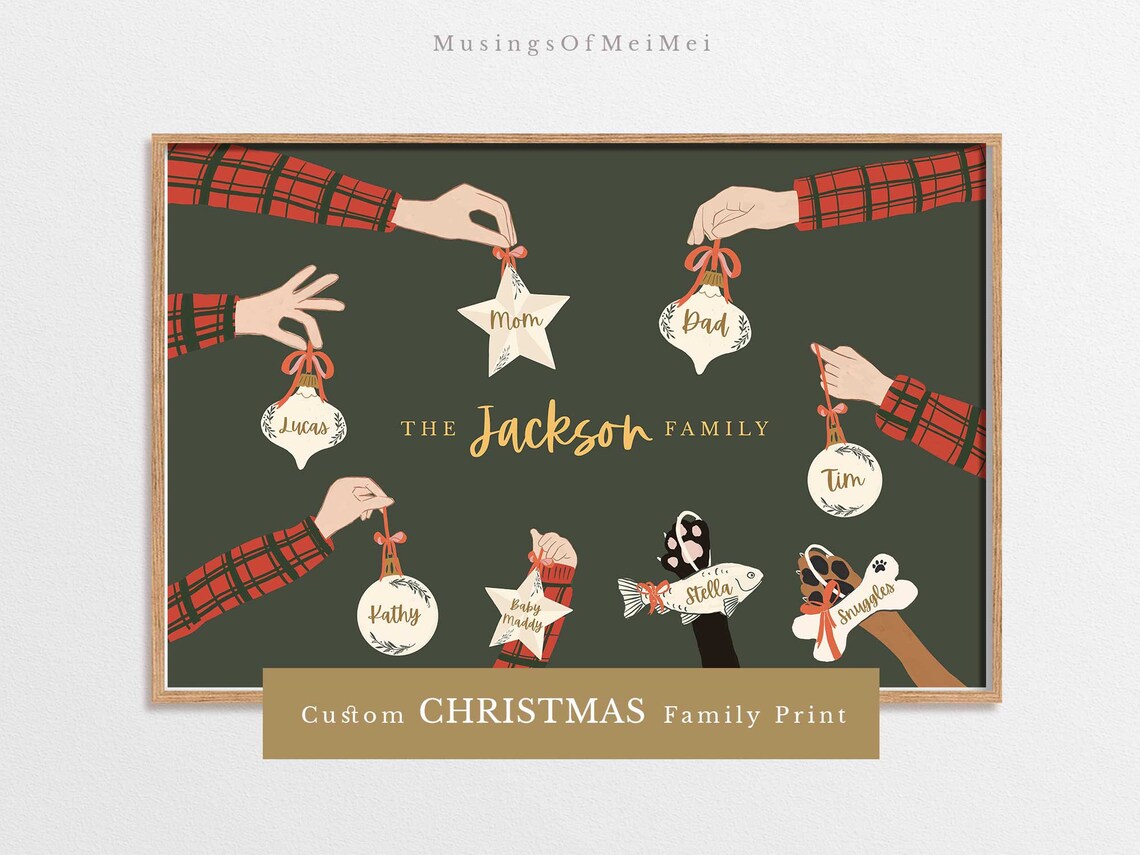 Custom Christmas Family Portrait Art Print