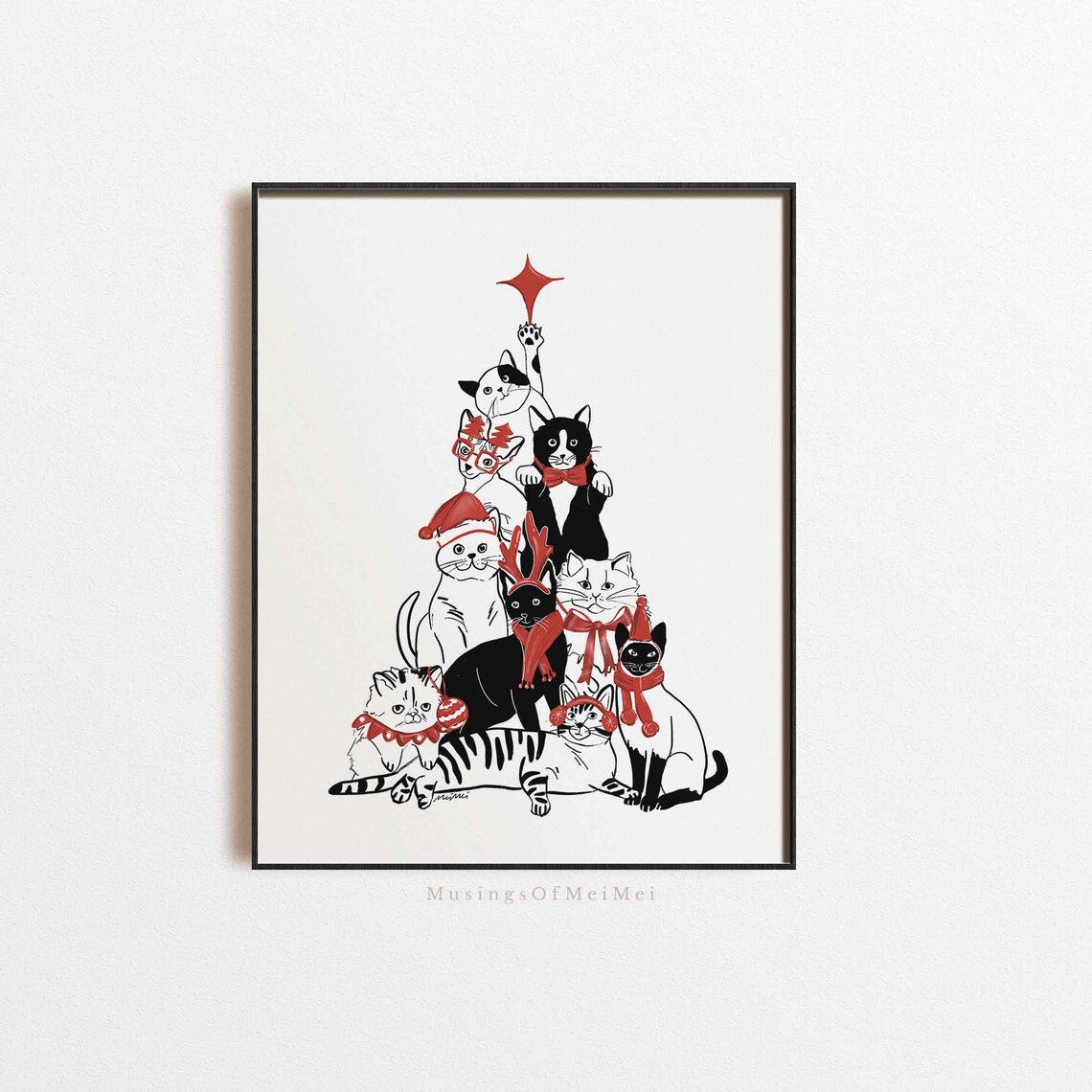 Holiday Cat Decor Christmas Cat Art Print - Image 3