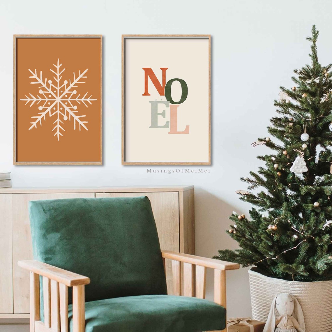 Noel Block Letter Boho Christmas Holiday Home Wall Decor Poster - Image 3