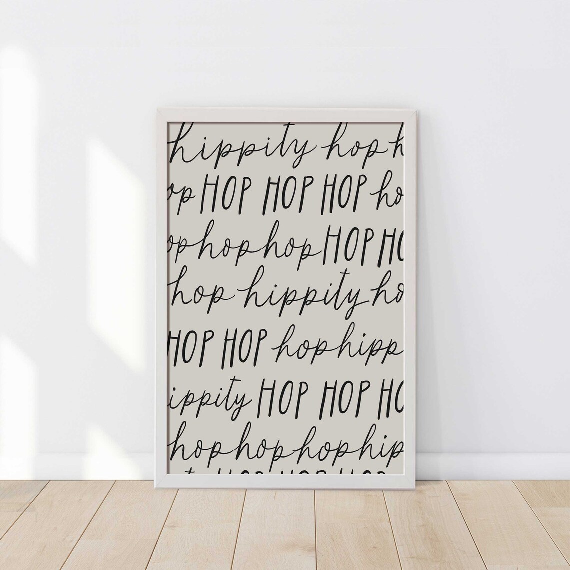 Hippity Hop Black Script Typography Easter Pattern Playful Decor Poster - Image 2
