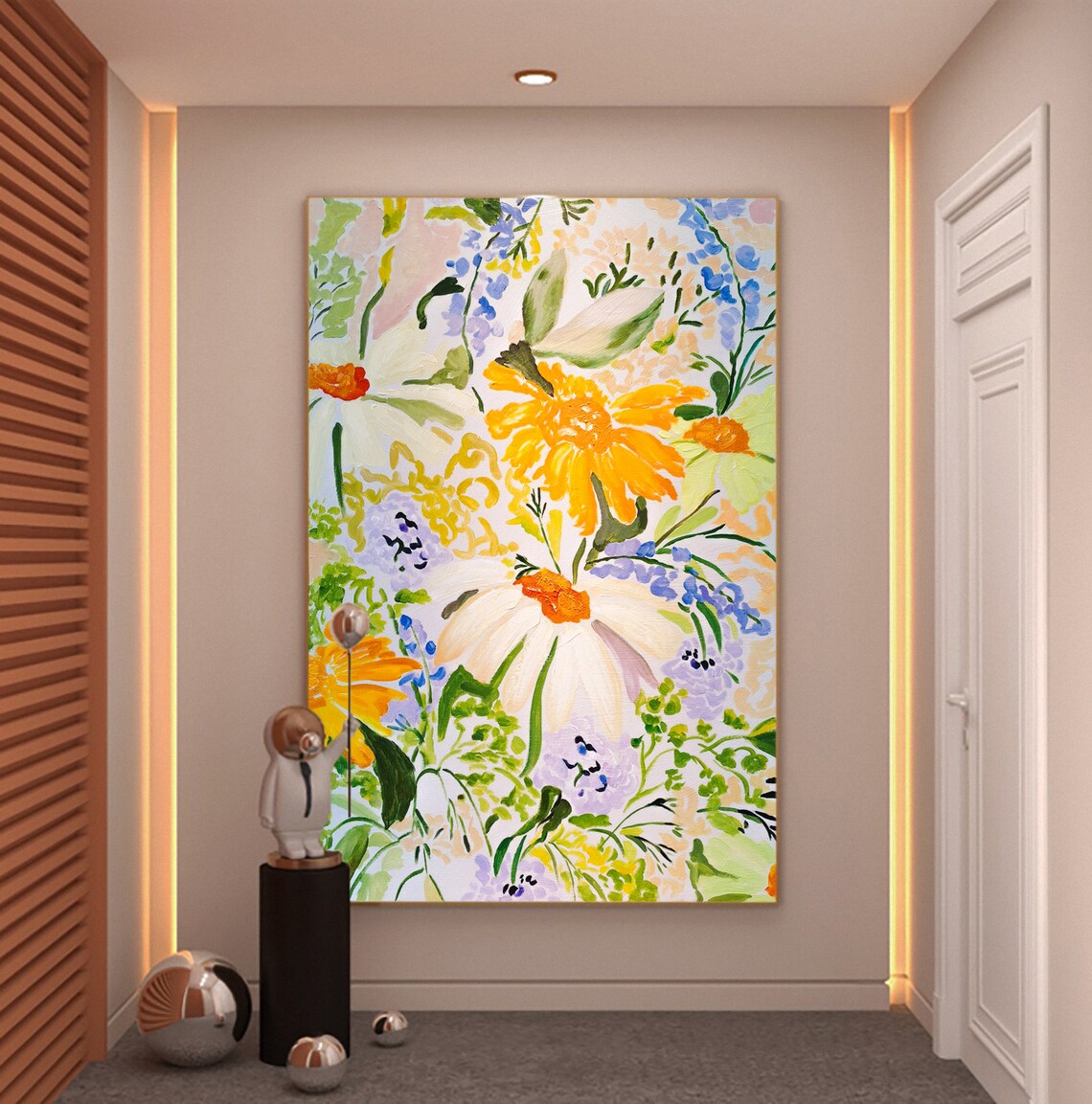 Yellow Daisy Wildflower Bouquet Pastel Floral Oil Painting Poster - Image 5