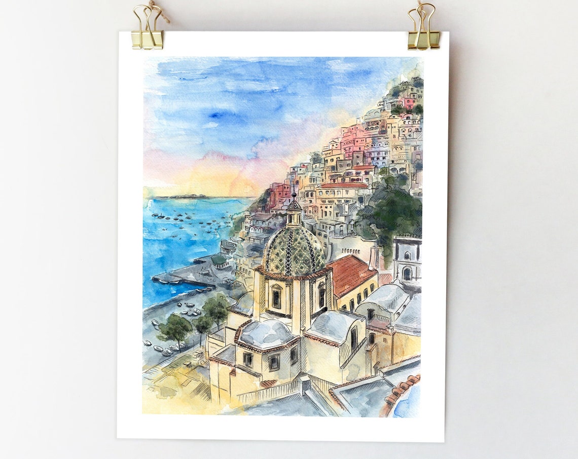 Positano Painting Italy Wall Art Print