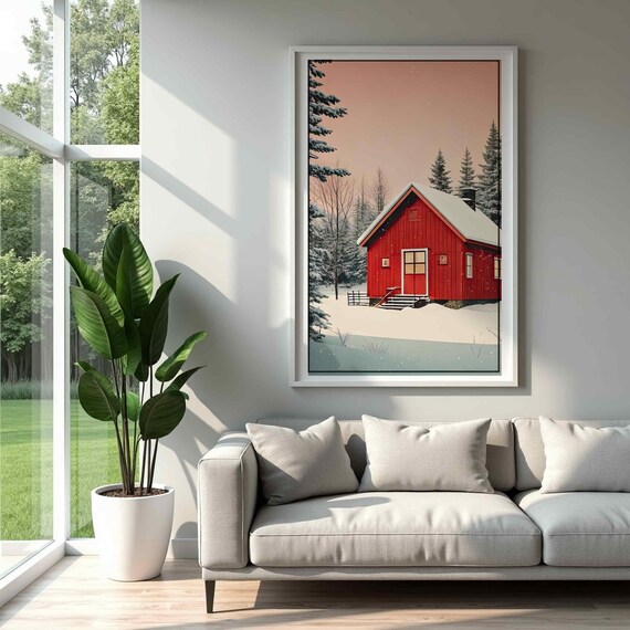 Christmas Wall Art Vintage Holiday Lodge Retro Cozy Festive Designs Instant Cute Trendy