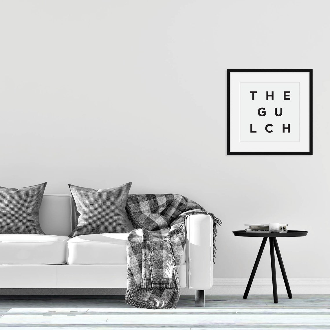 The Gulch Grid Typography Neighborhood Name Black White Poster