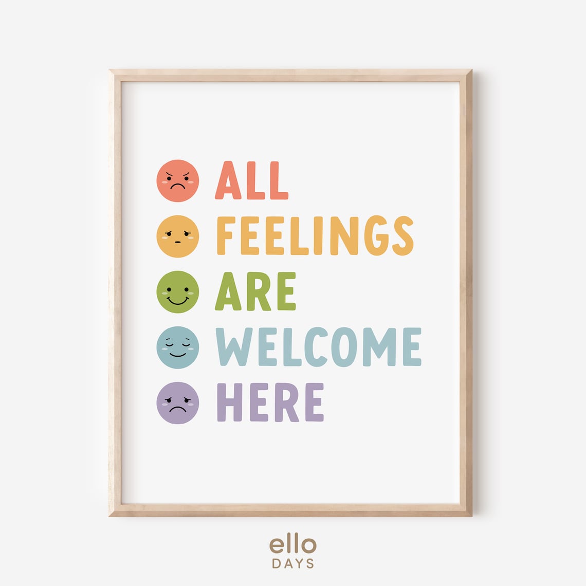 All Feelings Welcome Here Emotions Chart Art Print