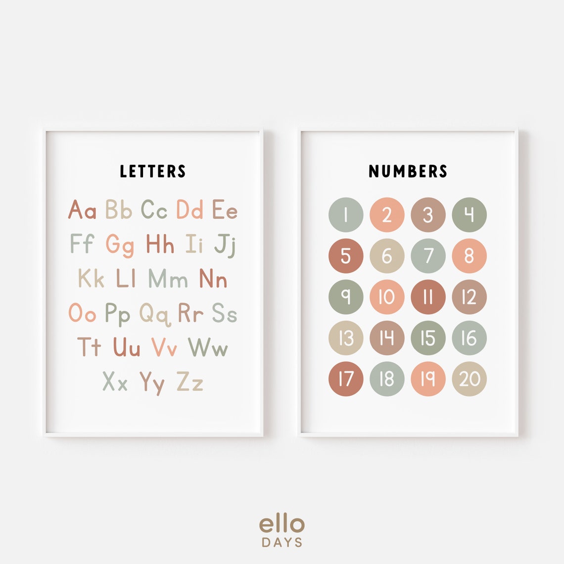 Count 1 To 20 Neutral Dot Numbers Chart Kids Classroom Poster - Image 3