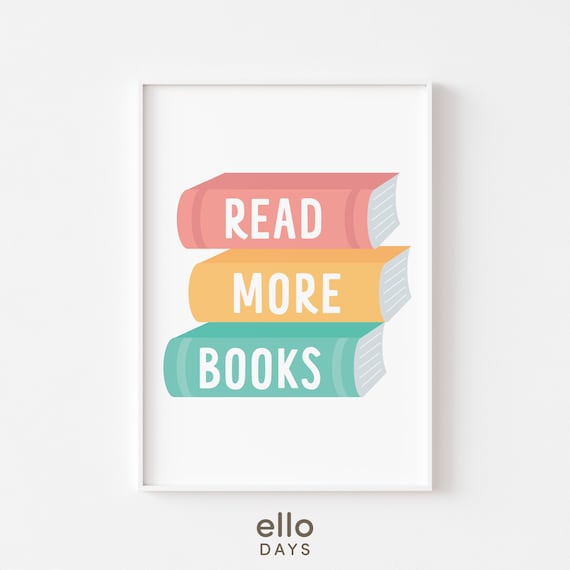 Read More Books On Pastel Book Stack Reading Corner Kids Poster