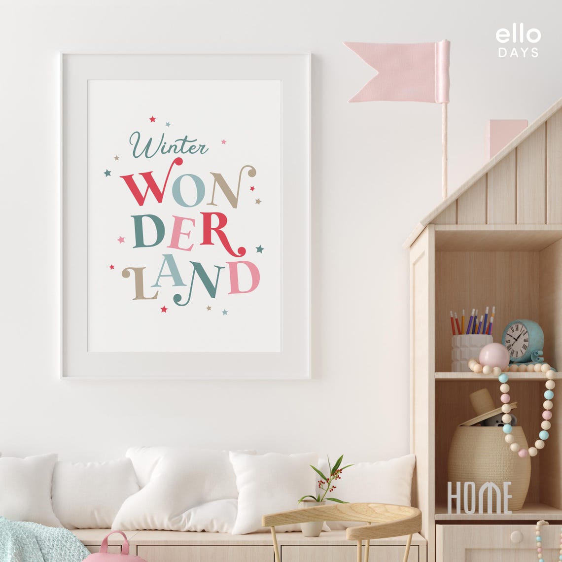 Winter Wonderland Whimsical Colorful Lettering Christmas Poster
