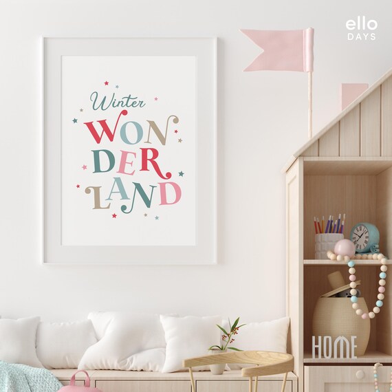 Winter Wonderland Whimsical Colorful Lettering Christmas Poster