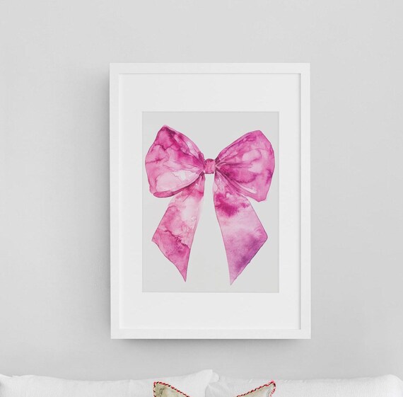Pink Ribbon Bow Print Balletcore Wall Art Cute Nursery Wall Art Trendy Pink Art Print Girly Wall Decor