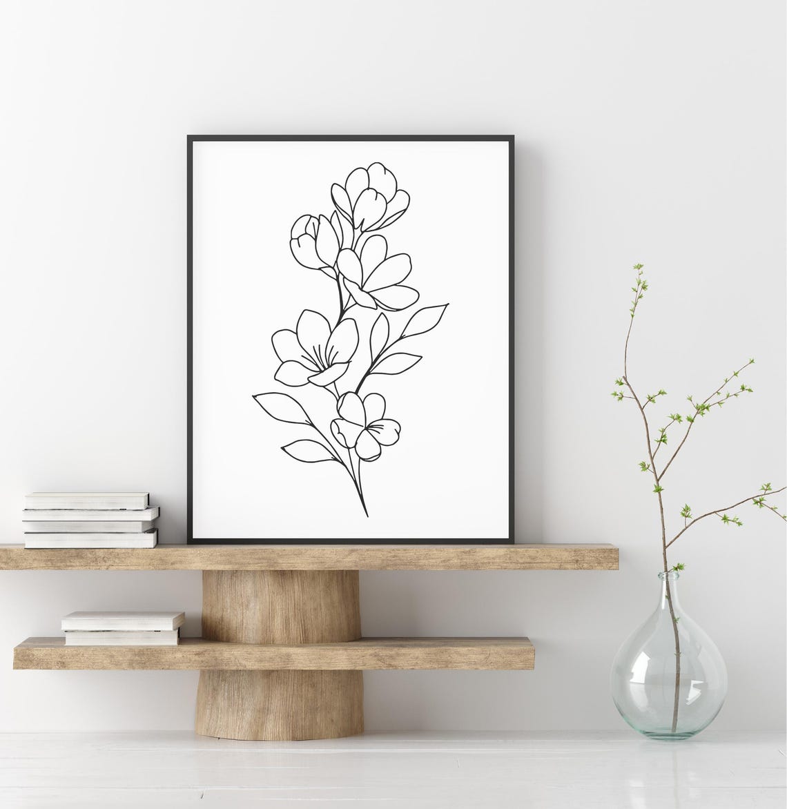 Cherry Blossom Branch Line Art Floral Botanical Minimalist Poster - Image 2