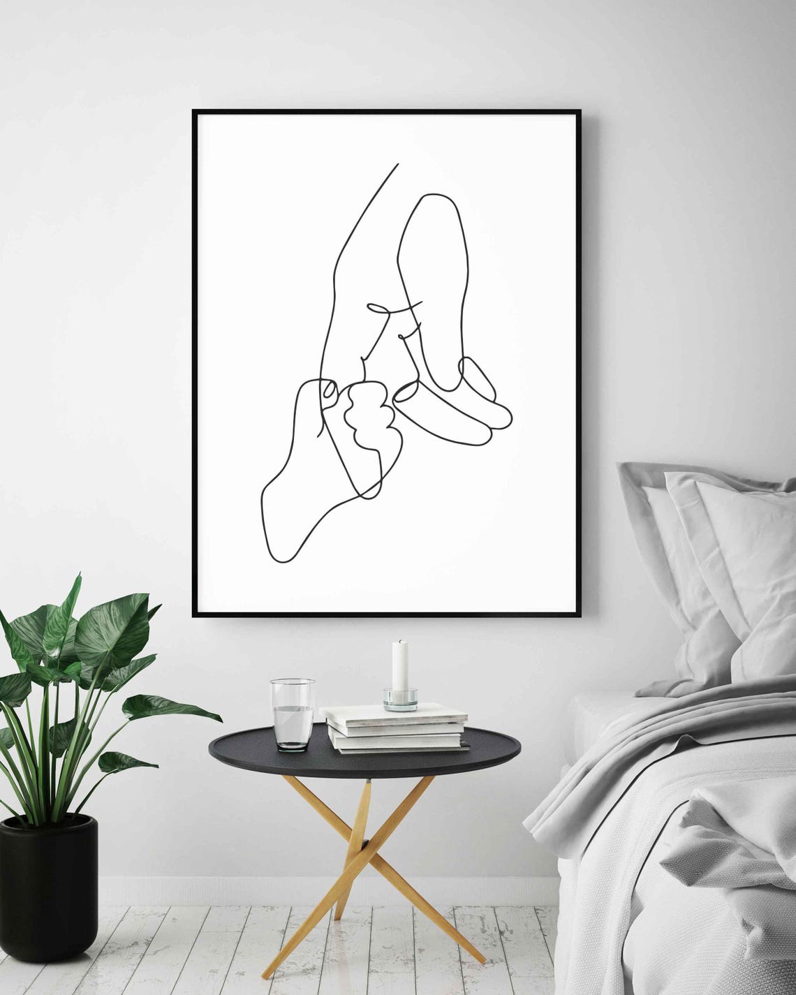 Two Hands Clasped Tender Connection Sweet Moment Line Art Poster - Image 5