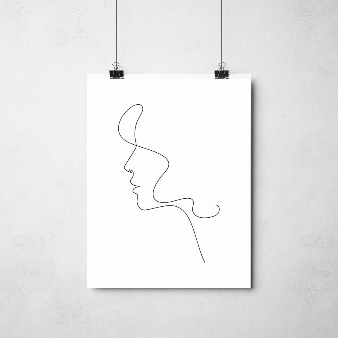 Continuous Single Line Woman Face Profile Abstract Poster Art - Image 2