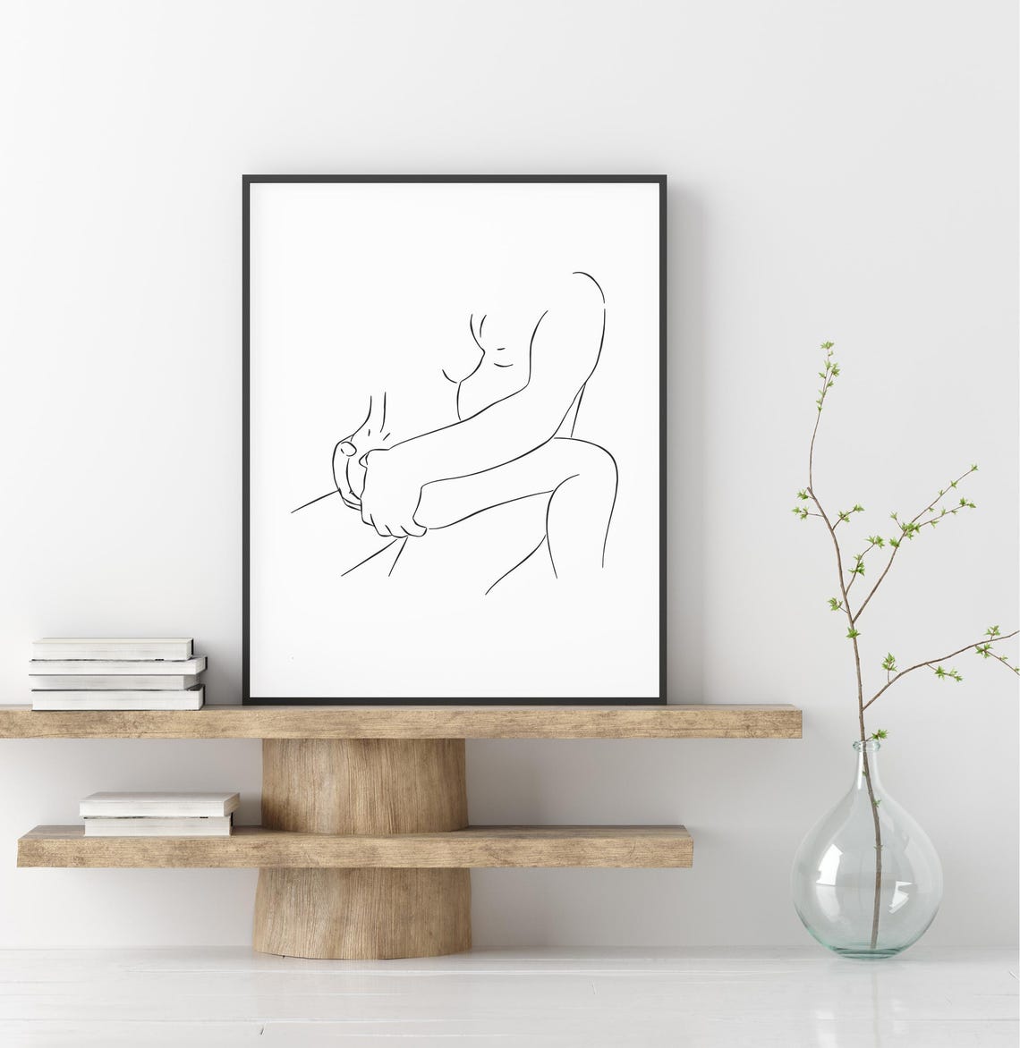 Intimate Couple Embrace Line Art Romantic Body Minimalist Poster - Image 2
