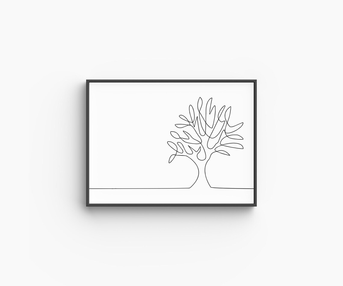 Minimalist Tree Line Art Nature Wall Art Print - Image 6