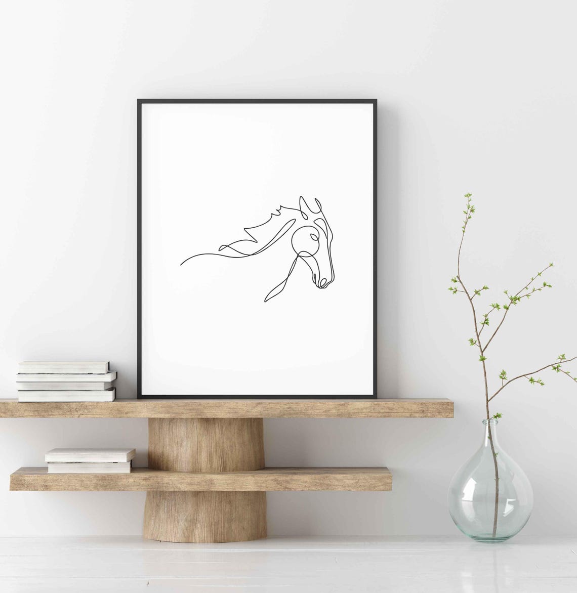 Noble Horse Head Profile Graceful Mane Continuous Line Art Poster - Image 4