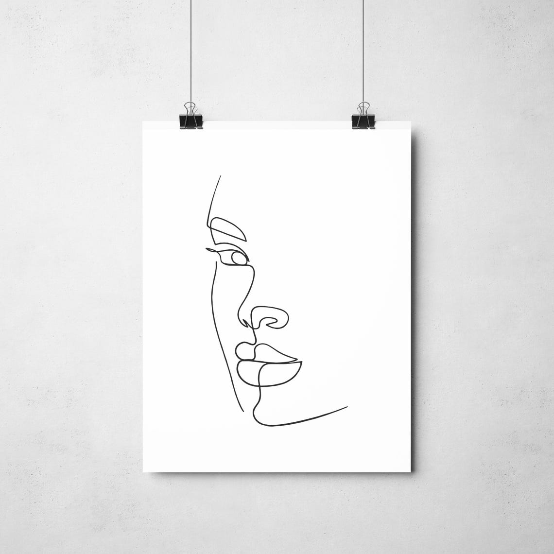 Woman Face Side Profile Elegant Serene Graceful Line Drawing Poster - Image 2