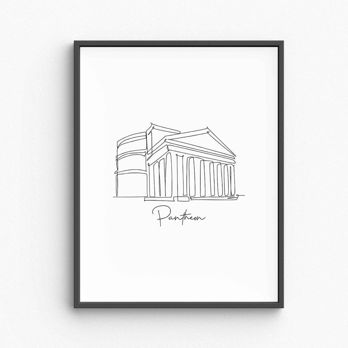 Pantheon Rome Line Art Drawing Minimalist Roman Architecture Poster