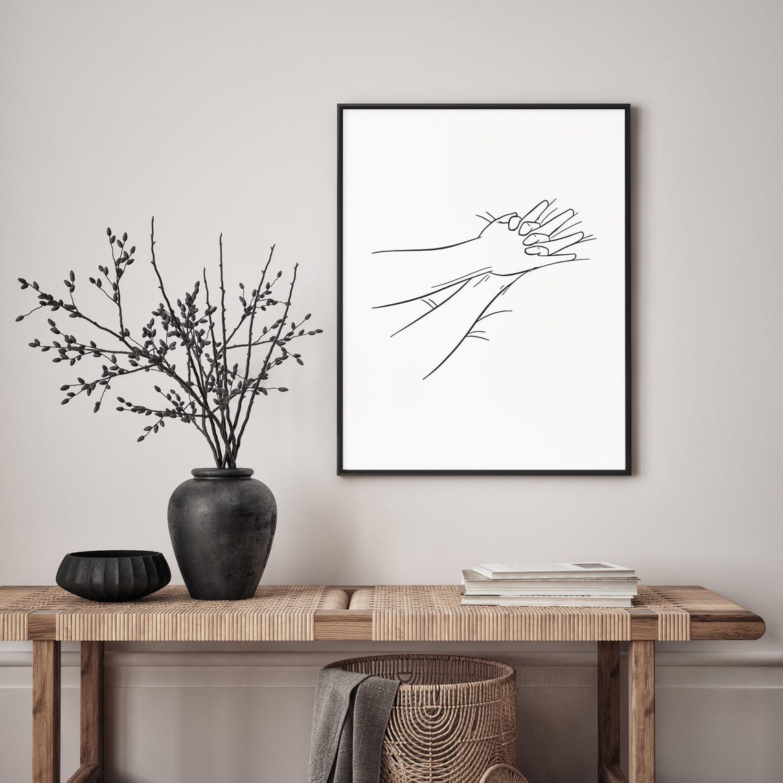 Sensual Hands Line Art Passionate Touch Couple Illustration Poster - Image 4
